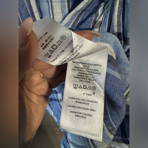 NWT Lauren Ralph Lauren  Floral & Plaid Linen Shirtdress Size 10 - Picture 6 of 10